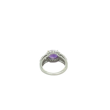 Load image into Gallery viewer, Amethyst and Diamond Halo Ring in White Gold
