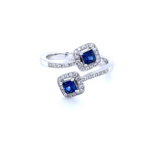 Load image into Gallery viewer, Sapphire & Diamond Halo Bypass Ring