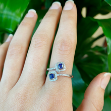 Load image into Gallery viewer, Sapphire & Diamond Halo Bypass Ring