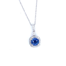 Load image into Gallery viewer, Sapphire & Diamond Halo Pendant - SOLD