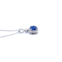 Load image into Gallery viewer, Sapphire & Diamond Halo Pendant - SOLD