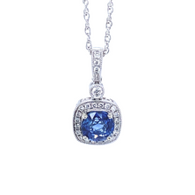 Load image into Gallery viewer, Sapphire & Diamond Halo Pendant - SOLD
