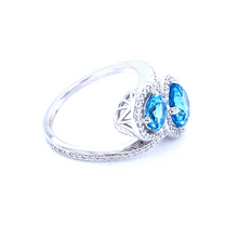 Load image into Gallery viewer, Topaz & Diamond Bypass Ring in White Gold