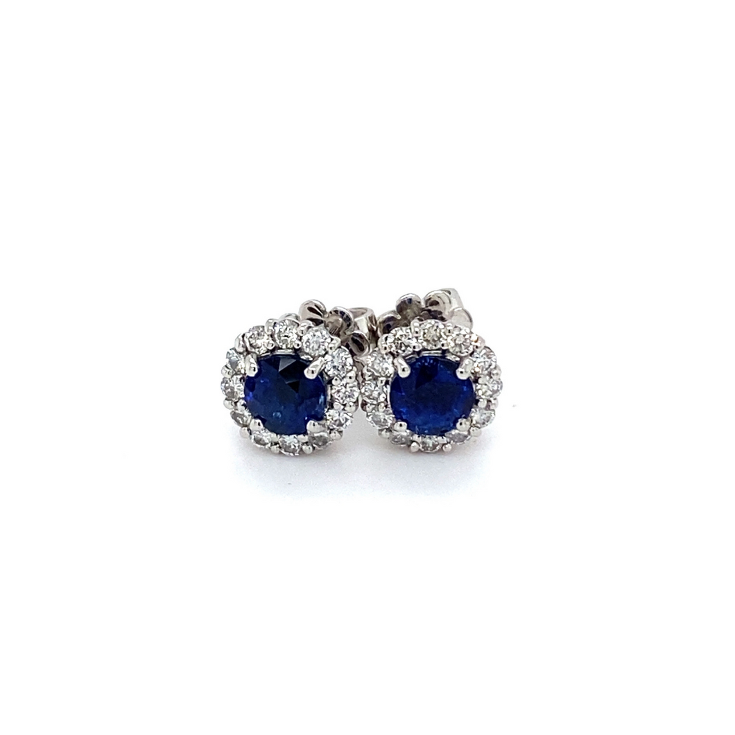 Sapphire and Diamond Stud Earrings