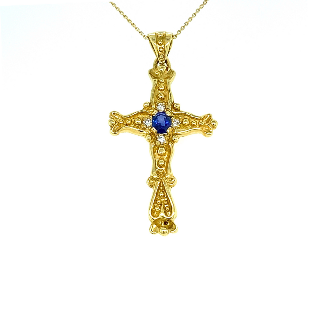 Sapphire and Diamond Gold Cross