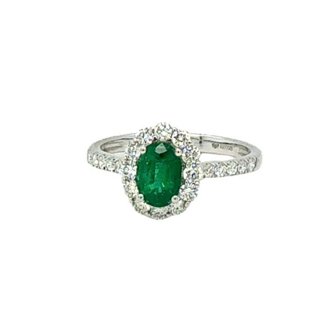 Emerald & Diamond Halo Ring