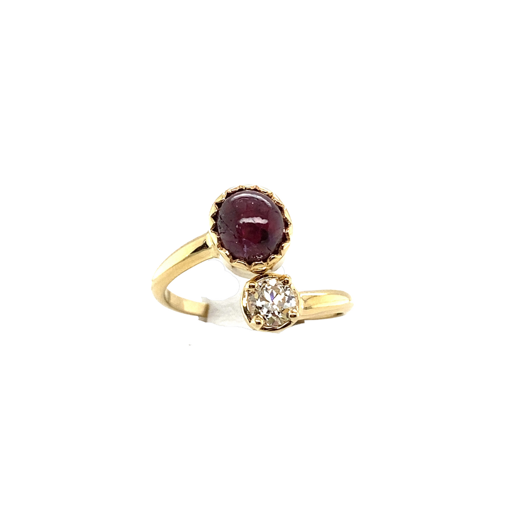 Ruby and Diamond Split Ring