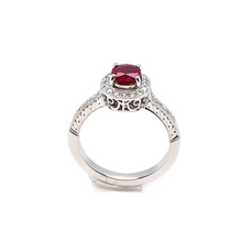 Load image into Gallery viewer, Ruby and Diamond Halo Ring
