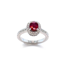 Load image into Gallery viewer, Ruby and Diamond Halo Ring
