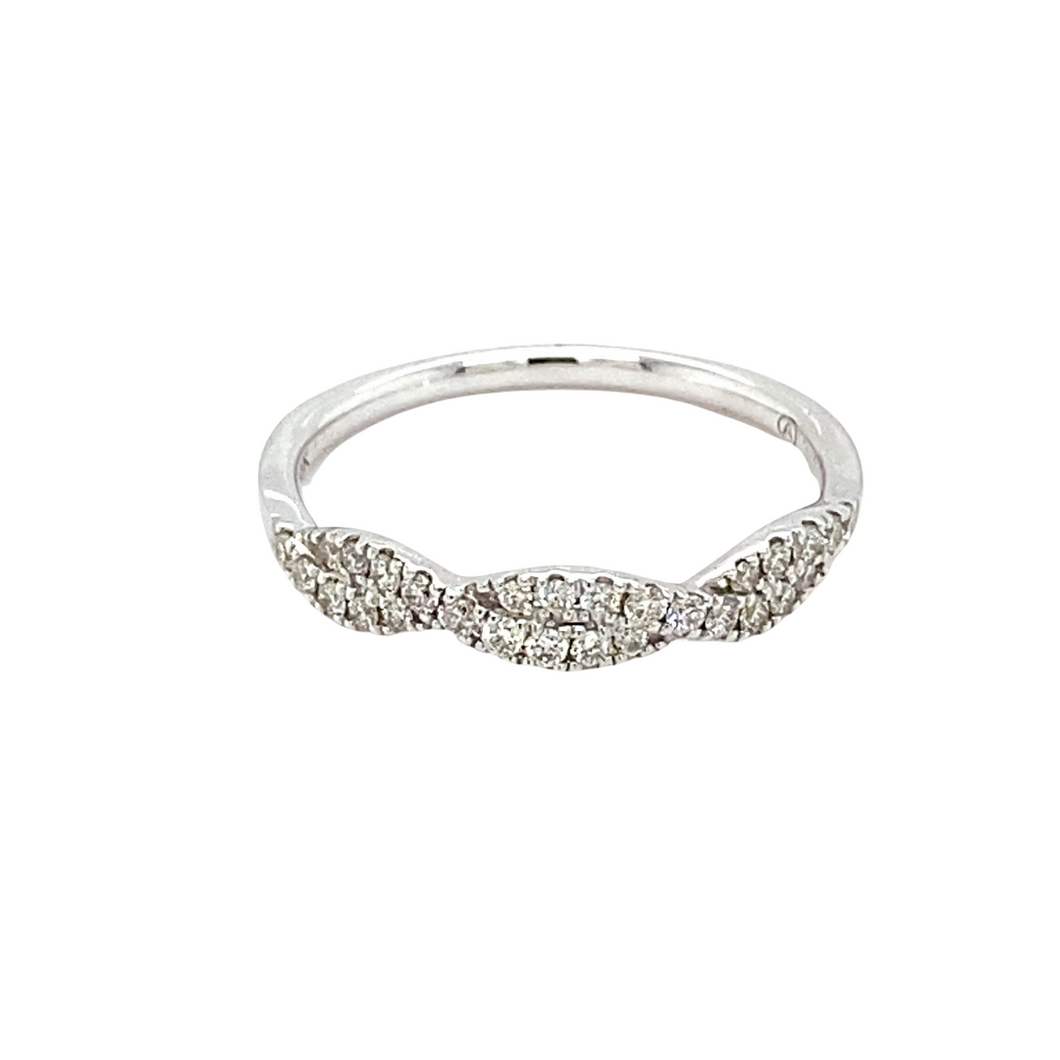 Wedding Band in White Gold and Diamonds - Prong Set