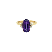 Load image into Gallery viewer, Amethyst and Diamond Ring in Yellow Gold
