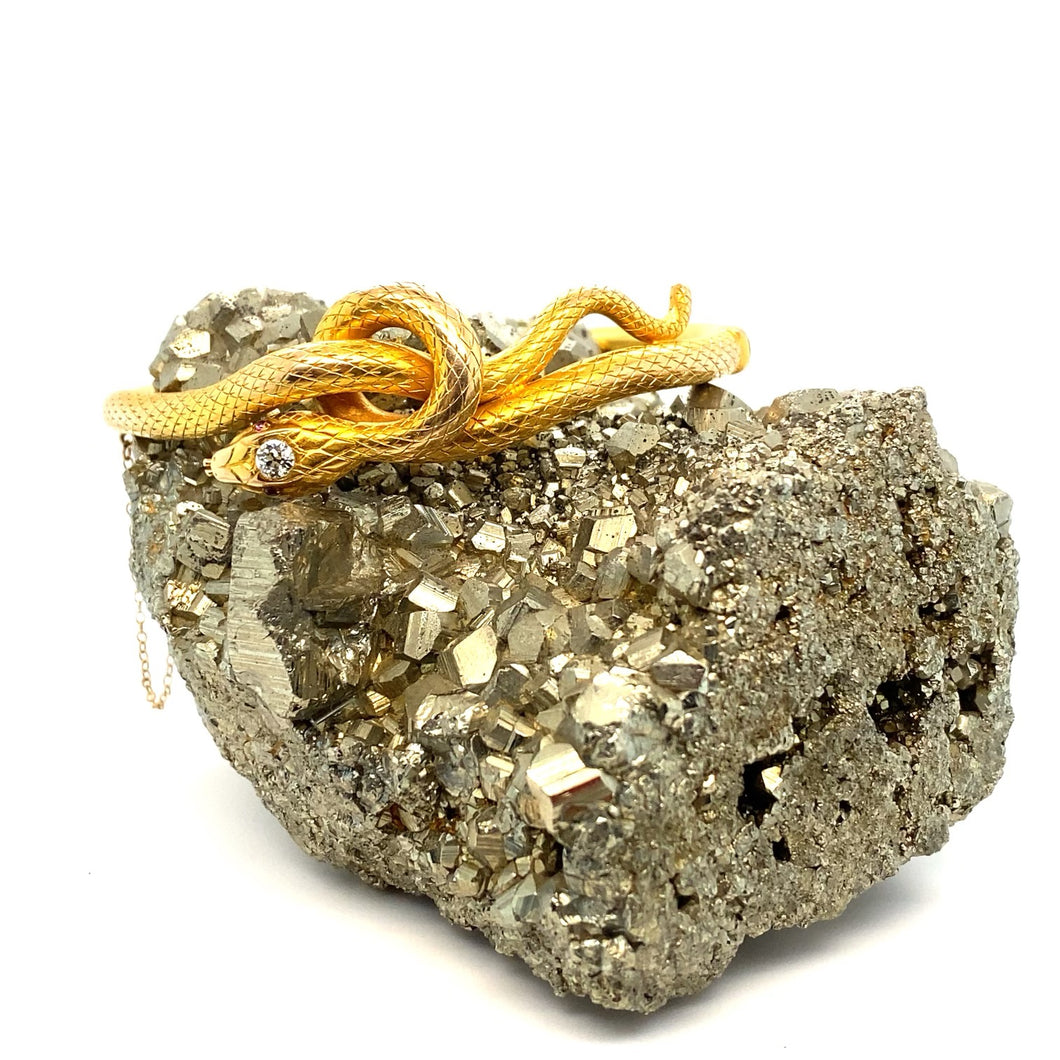 Vintage Egyptian Gold Snake Bangle