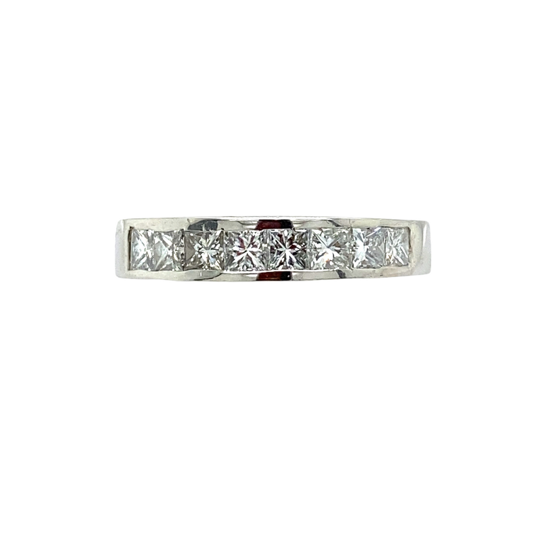 Wedding Band in Platinum and Princess Cut Diamonds