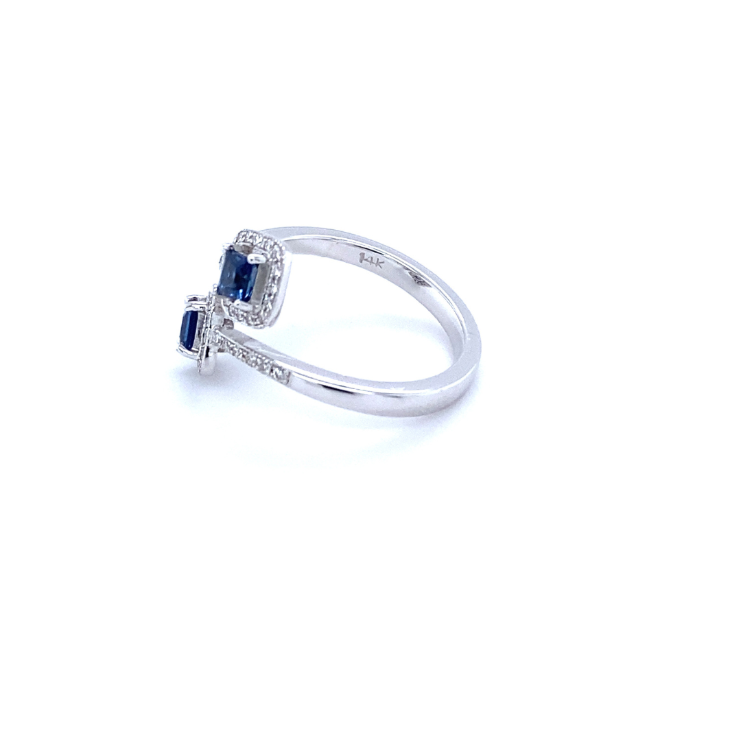 Sapphire Diamond Halo Bypass Ring