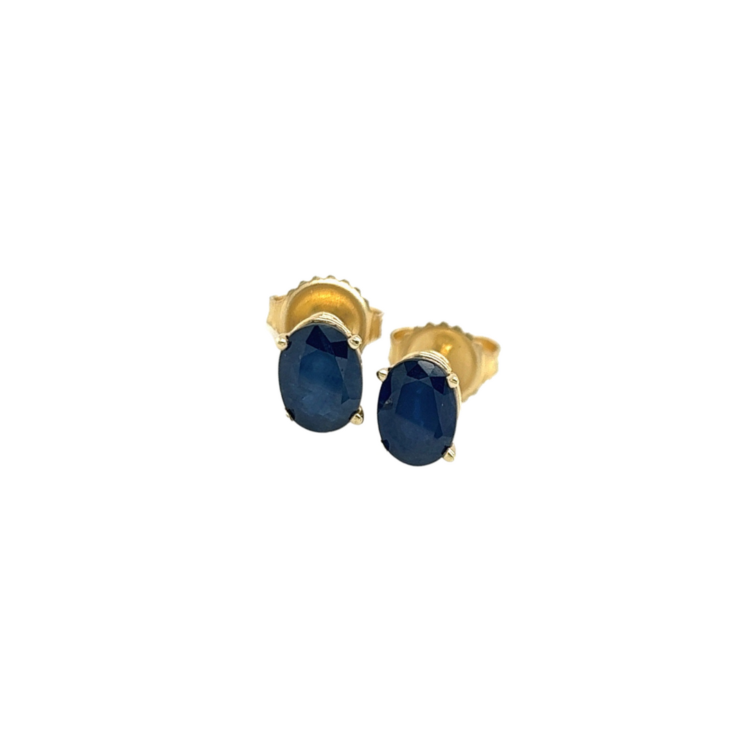 Sapphire Stud Earrings - Oval