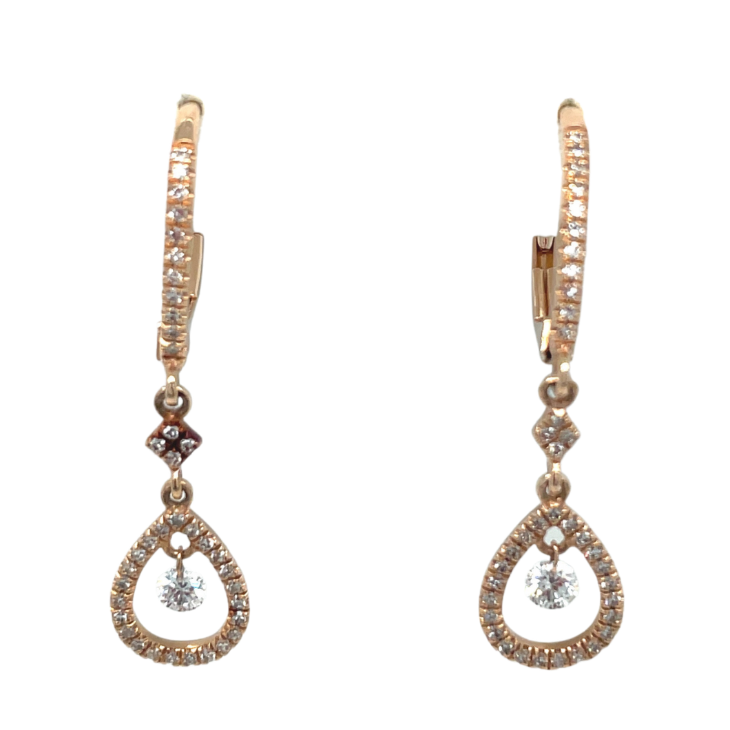 Diamonds and Rose Gold Dangle Earrings - SOLD