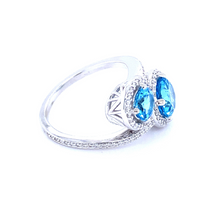 Load image into Gallery viewer, Topaz and Diamond Bypass Ring in White Gold

