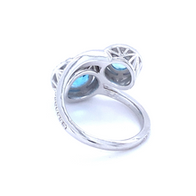 Load image into Gallery viewer, Topaz and Diamond Bypass Ring in White Gold
